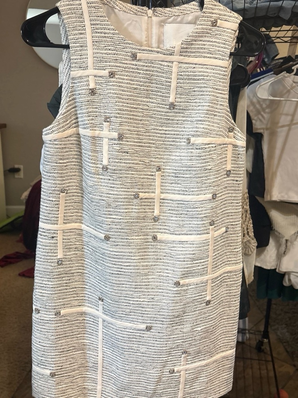 3.1 Phillip Lim Cream and Black Textured Shift Dress
